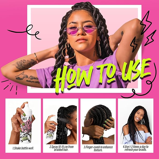 immetee Locks Braid Spray, Hair Frizz Control Spray for Braids, Locks, Twists and Cornrows, Refresh Itchy & Dry Scalp, Moisturizes High Shine for Dull Hair. 150ml/5. 28OZ