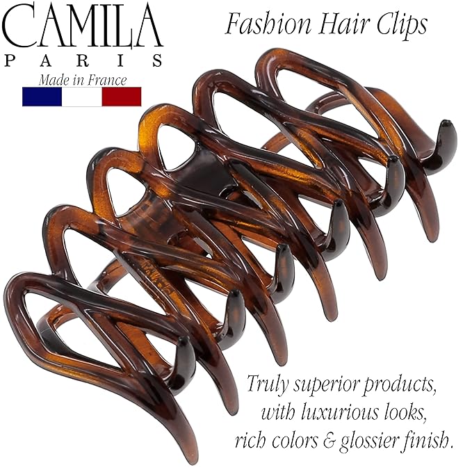 Camila Paris CP3520 French Small Hair Clips for Women Thick Hair for Long Curly Wavy Hair, Girls Hair Claw Clip, Durable Styling Big Claw Clip for Thick Hair, Strong Hold No Slip Grip, Made in France