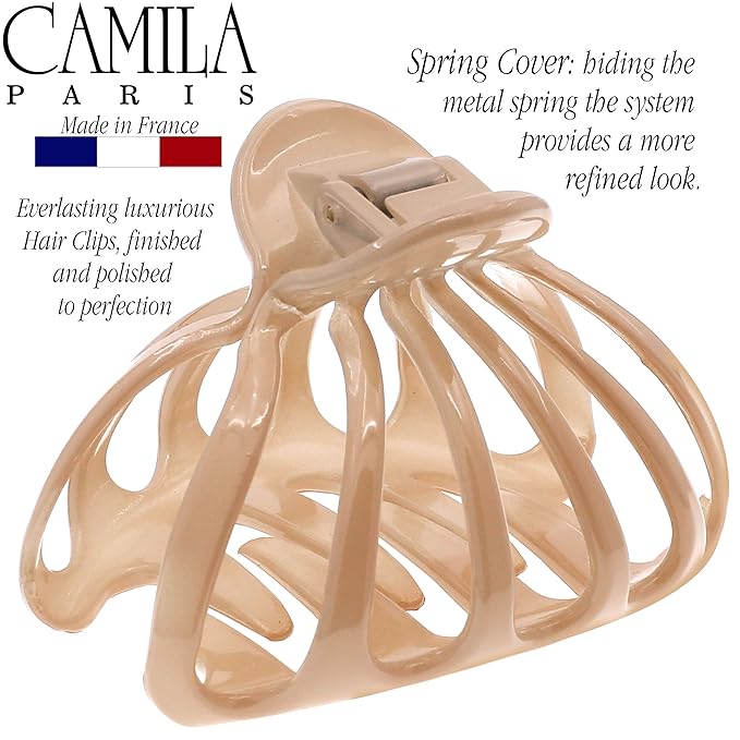 Camila Paris CP3051 2PK French Octopus Hair Clip for Women for Thick Volume Hair, Girls Hair Claw Clips Jaw Fashion Durable Styling Hair Accessories for Women, Strong Hold No Slip Grip, Made in France