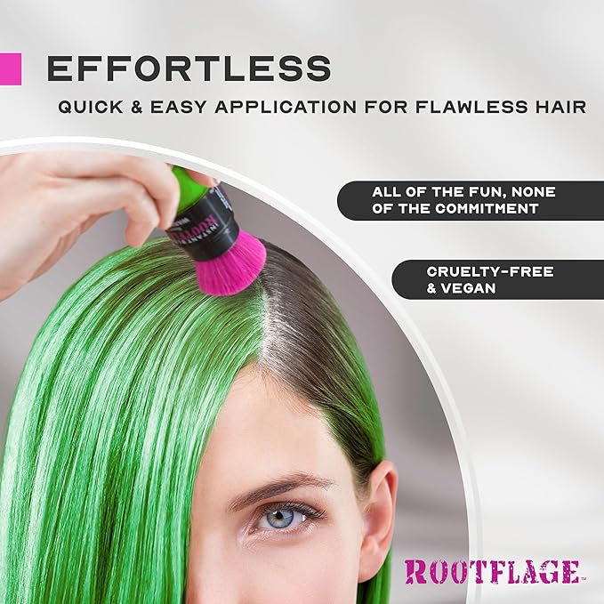 Rootflage Temporary Root Touch Up Hair Color Powder - Thinning Hair Concealer with Applicator Brush, 31 oz (08 Green Dragon)