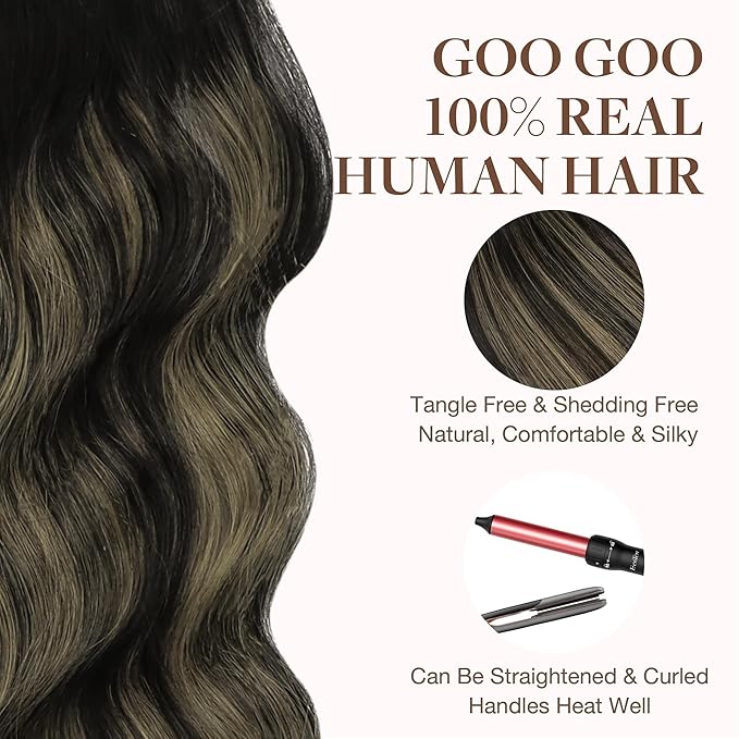 GOO GOO Tape in Hair Extensions Human Hair, 1B/19/1B Natural Black to Light Blonde, 10inch 60g 40pcs, Skin Weft Seamless Invisible, Silky Straight with Thick Ends, Remy Human Hair