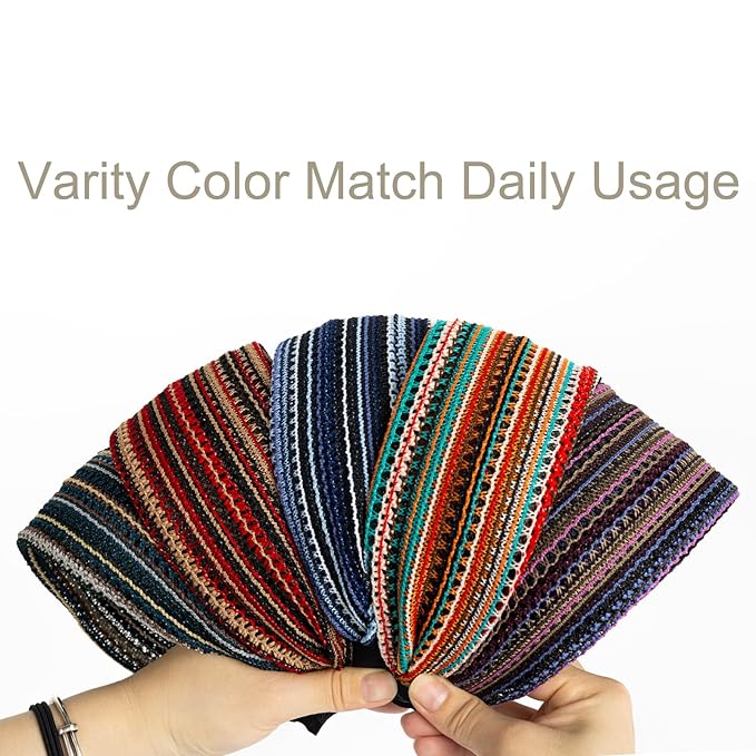 DORIS&JACKY Fashion 2.5 Inch Wide Lace Headbands Elastic Hairbands With Teeth Headwear Accessories For Women And Girls (Pattern 4-5PCS)
