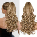 24 Inch Blonde Ponytail Extension, Clip on Ponytails for Women, Long Curly Ponytail Extensions for Women, Synthetic Layered Pony Tails Hair Extensions (Color: Dark Blonde With Beige Blonde Highlights)