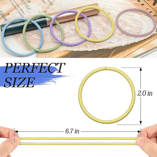 100Pcs Multi-Color Hair Ties For Thick And Curly Hair, Elastic Hair Ties For Women, Men And Girls, No Damage Ponytail Holder Hair Bands(Set6)