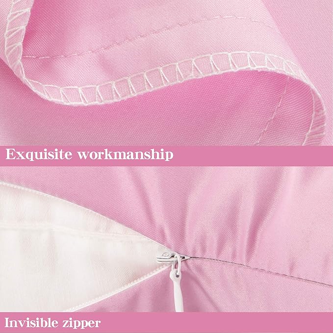 NTBAY Zippered Satin Pillow Cases for Hair and Skin, Luxury King Hidden Zipper Pillowcases Set of 2, 20x36 Inches, Light Pink
