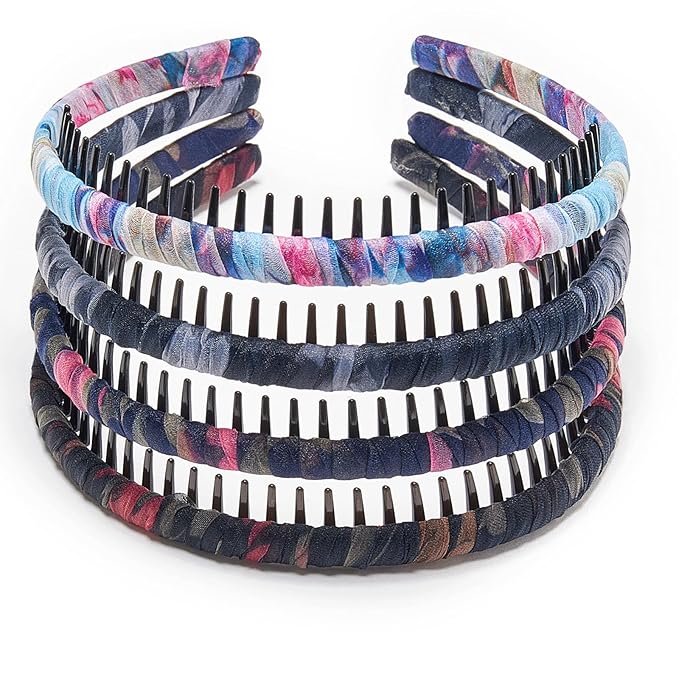 STHUAHE4PC Multicolor Protection Resin Teeth Comb Hair Hoop Hairband Headband Hair Accessories by Beauty hair (Multi-colored-No.24)