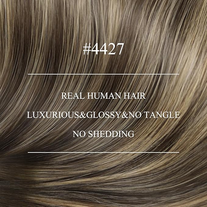 YoungSee Nano Ring Hair Extensions Ombre Brown 24Inch Nano Extensions Human Hair Balayage Dark Brown with Caramel Blonde Nano-Bead Hair Extension Long for Wedding 50G/S