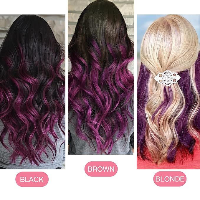 GOO GOO Tape in Hair Extensions Human Hair, Violet, 22inch 30g 10pcs, Colored Tape ins Human Hair Extensions, Silky&Soft Invisible Tape Ins, Hair Highlighted for Party