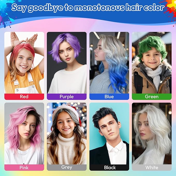 Grey Temporary Hair Color Spray - Washable & Non-Sticky Hair Dye for Halloween, Cosplay, Parties-Safe for Kids, Women & Men - Quick-Drying & Easy to Wash Out(120ml)