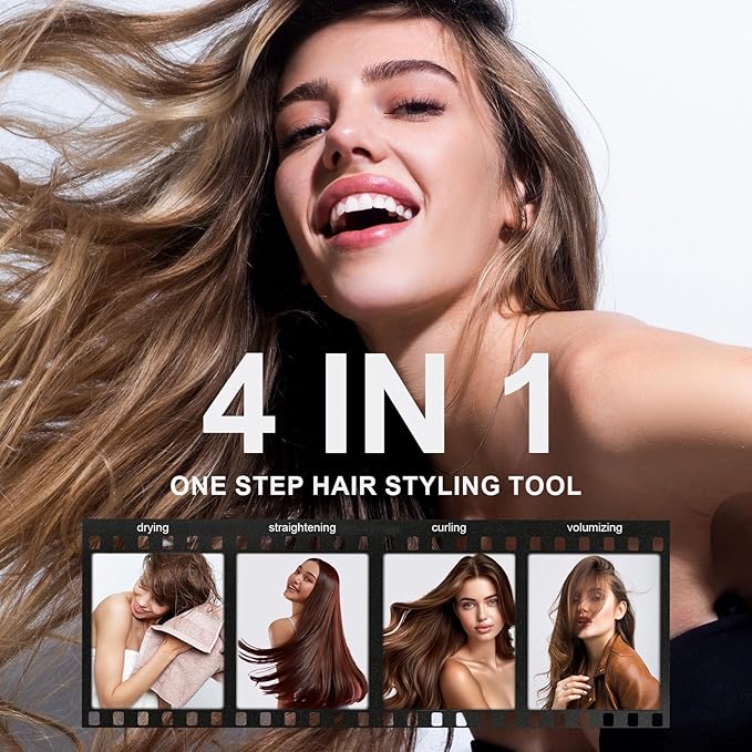 Dual Voltage Hair Dryer Brush Travel Blow Dryer Brush in One,2 inch Portable Mini Hot Air Brush,Travel Hair Tools/Volumizer/Straightener/Curler,European Blow Dry Brush with EU&UK Plug