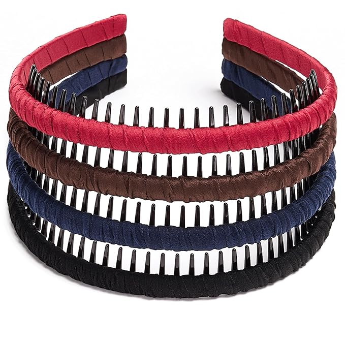 STHUAHE4PC Multicolor Protection Resin Teeth Comb Hair Hoop Hairband Headband Hair Accessories for female by Beauty hair (red+blue+coffe+black)