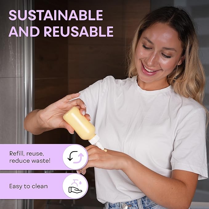 BRIGHTFROM Twist Top Applicator Bottles, Squeeze 4 OZ Empty Plastic Bottles, Refillable, Open/Close Nozzle - Leak Proof, Multi Purpose - 3 PACK