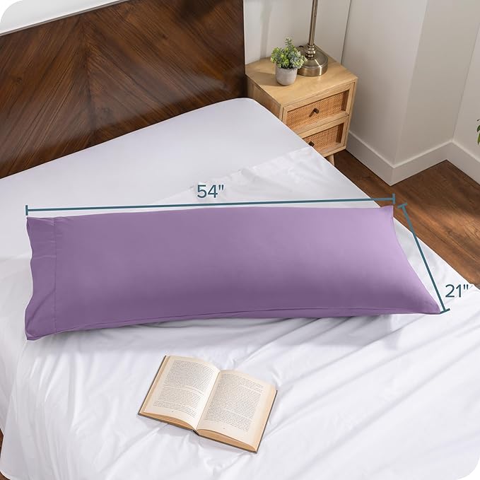 Bare Home Microfiber Body Pillow Cover - Ultra Soft & Cooling - Double Brushed - Envelope Closure - Easy Care (20''x54'' Body Pillow Cover, Lavender)