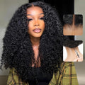 7x6 Burmese Curly Glueless Wigs Human Hair Pre Plucked Pre Cut 250% Density Drawstring Wig for Black Women 7x6 HD Lace Front Wigs Human Hair Glueless Wear and Go Nautural Color 34 Inch