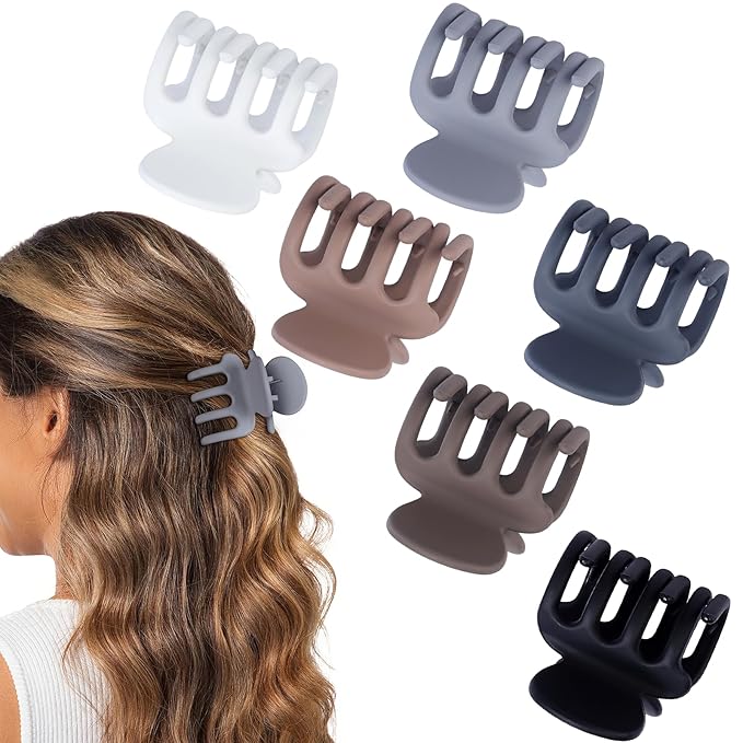 6 Pcs Hair Clips Small Claw Clips for Thin Hair Medium Matte Non-slip Hair Accessories for Women and Girls (Brown Grey)