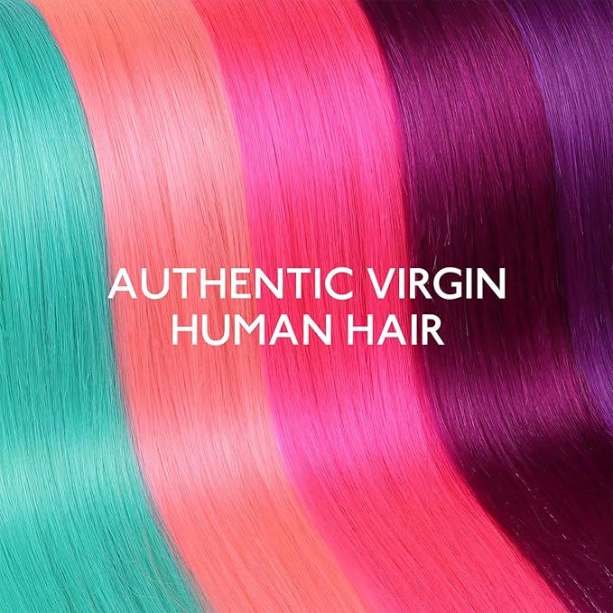 WENNALIFE Green Clip in Hair Extensions Real Human Hair 35g 6pcs 18 Inch Colored Hair Extensions for Kids Women Colorful Hair Pieces Pop-up Style Straight Extensiones De Cabello Humano Con Clip