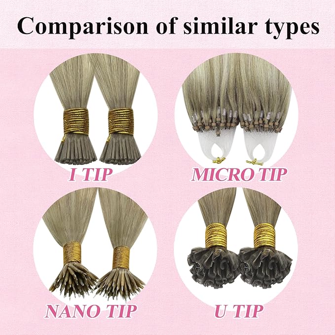 YoungSee Micro Loop Hair Extensions Human Hair Ombre Micro Bead Hair Extensions Real Human Hair Ash Blonde Ombre Microbeads Hair Extension 24 Inch Balayage Bead Hair Extension for Long Hair 50s/50g