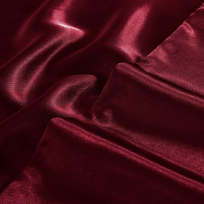Aormenzy Satin Body Pillow Cover Set of 2, 20x54 Inches Burgundy Body Pillow Case for Adults, Silky Soft & Cooling Body Pillow Pillowcase with Envelope Closure