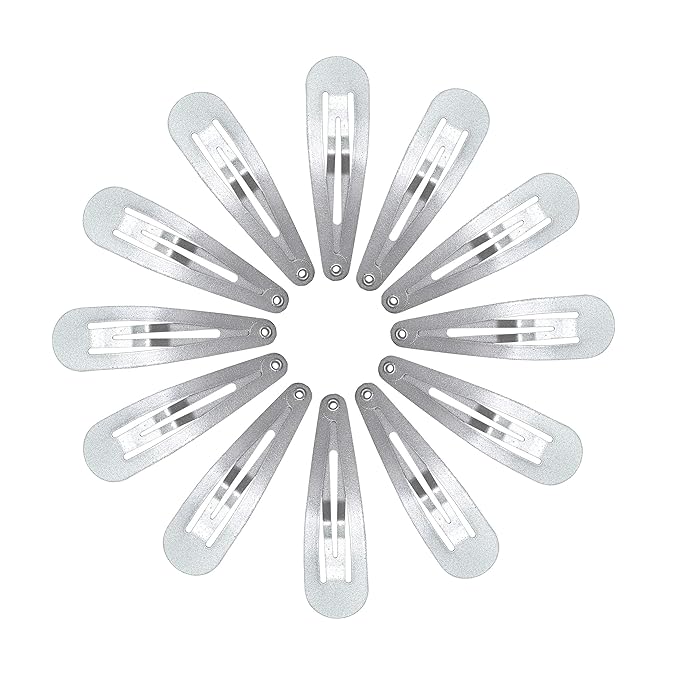 Dofash 12PCS Snap Hair Clips For Women-Non Slip & Metal Hair Barrettes, 5cm 2'' Small Clips For Thin & Fine Hair, Silver Grey