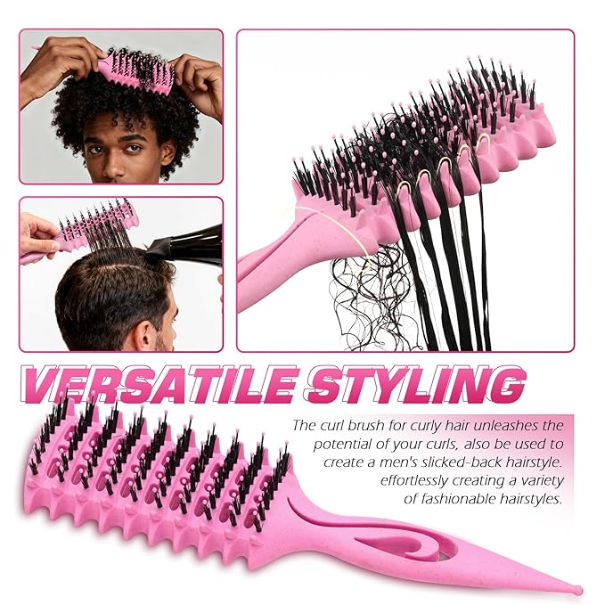 Candy Brush Curl Defining Vented Hair Brush for Effortlessly Blow Drying Detangling and Shaping and Styling, Airflow Wet Hair Brush for All Hair Types for Women and Men, Anti-Pull & Frizz, Pink