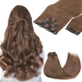 GOO GOO Clip in Hair Extensions Real Human Hair, Remy Human Hair Extensions Clip ins for Women, Natural Human Hair, 24inch 150g 9Pcs, #5 Light Ash Brown