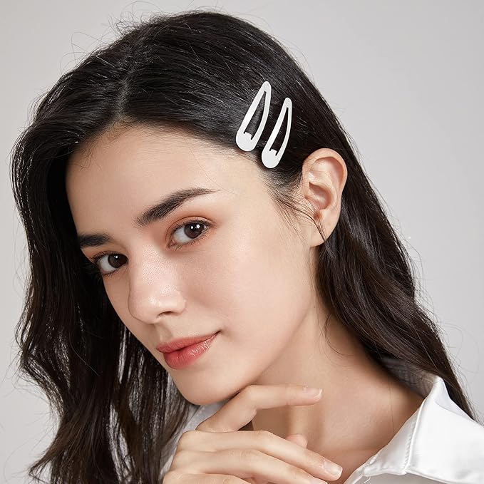 Dofash 5CM/2IN White Snap hair Clips Metal Hair Grips Hair Accessories For Women 12PCS (White)