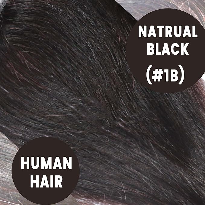 Real Human Hair Topper for Thinning Hair Women Clip in Straight Hairpiece Silk Base Natural Black 10 in