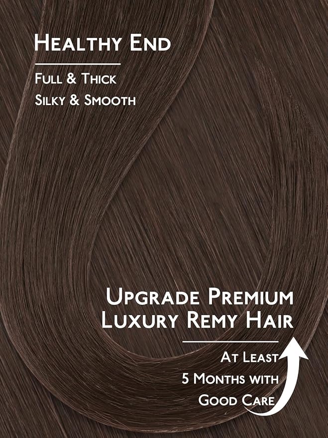WENNALIFE Invisi Edge 8cm Tape in Hair Extensions Human Hair, 20 Inch 20g 4pcs, Chocolate Brown Invisible Remy Tape Ins Straight Reusable Natural Injected Weft Extensiones De Cabello Humano