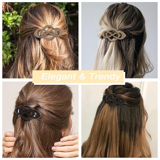 Hair Barrettes for Women 4packs Hair Clips French Barrette Khaki and Black Clip Stylish Accessories for Women Girls