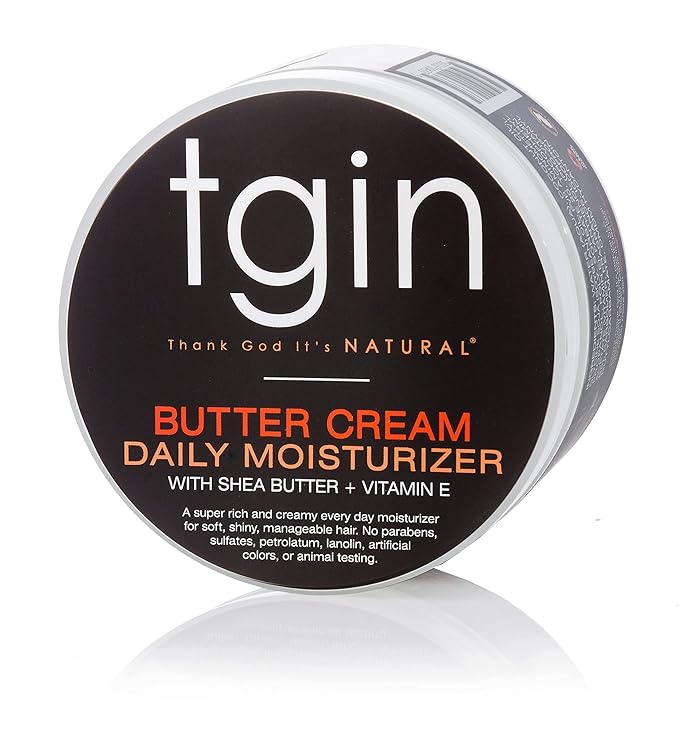 tgin Butter Cream Daily Moisturizer - Curly Hair Products With Deep Hydration for Soft, Defined Curls - Hair Products for Twist Out Styling, Frizz Control and Shine - 12 oz for Type 3B-4C