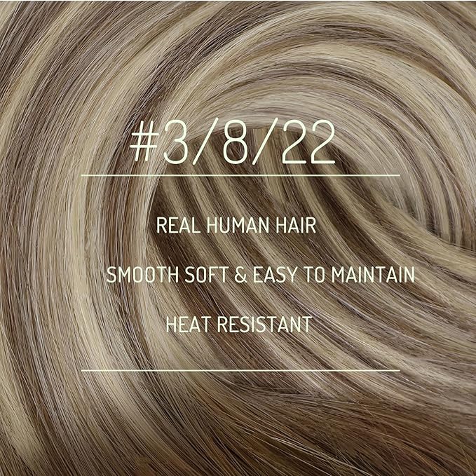 RUNATURE Clip in Hair Extensions Real Human Hair, Balayage Hair Extensions Clip Ins, Remy Human Hair Clip in Extensions, Tangle Free Hair, 16 Inch 120g 7pcs #3/8/22 Walnut Brown to Light Blonde