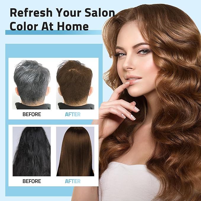 Brown Hair Dye Shampoo 3 in 1 for Women & Men, Hair Color Shampoo Refresh Hair Only 20 Mins - Natural Plant - Champu Para Pintar el Pelo