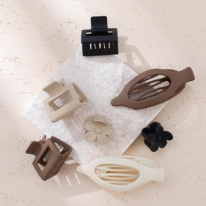 3 Styles 12PCS Hair Clips for Women Small Medium Big Claw Clips for Thin Thick Hair 4.6'' Flat Hair Claws 2'' Rectangle Hair Claw Small Flower Clips Combination |Hair Accessories for Women
