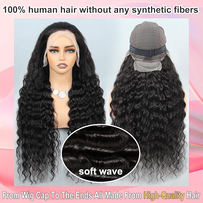 28 Inch 13x6 Loose Wave HD Lace Front Wigs Human Hair 200 Density 100% Real Human Hair 15A Loose Deep Wave Wig Human Hair Pre Plucked, No Synthetic Blend No Tangle No Shedding Triple Lifespan 3X