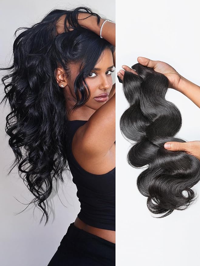 LUVME Body Wave Seamless 2 Pack 220g 14Pcs Clip in Hair Extensions Full Max with 16inch Remy Human Hair Extensions, Natural Black 100% Real Soft Hair