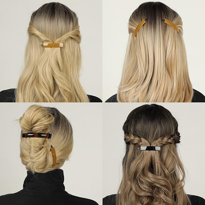 12pcs Hair Barrettes Set for Women and Girls, Hair Clips for Thick Thin Fine Hair, Non-metal Hair Accessories, Non-Slip Grip Handmade Snap Hairpin, BPA Free (LY14)