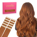 WENNALIFE Tape in Hair Extensions Human Hair Dirty Ginger Tape in Extensions, 10pcs 30g 26 inch Remy Invisible Tape Ins Straight Colored Soft Real Human Hair Tape in Extensions Refill Set Extensions