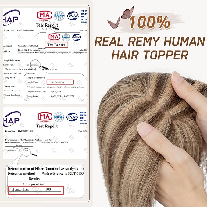 Rich Choices Hair Toppers for Women Real Human Hairs With Bang 100% Remy Human Topper for Thinning Hair Clip in Silk Base Topper 12 Inch #4P27 Medium Brown Mix Dark Blonde