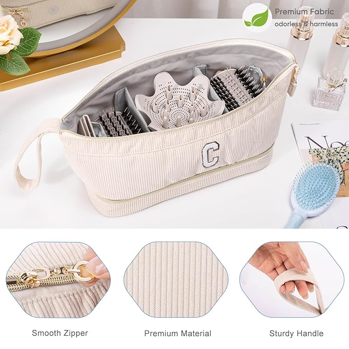 Initial Personalized Hair Dryer Case,Double-Layer Hair Tools Travel Carrying Case for Shark FlexStyle with Hair Dryer Bag- Hair Air Wrap Dryer Case Flat Curling Iron Travel Organizer Gift