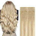 GOO GOO Invisi Edge Tape in Hair Extensions Human Hair, 18ET90A Natural Blonde Balayage, 6pcs 22inch 18g, Virgin Remy Hair, Seamless Injected Tape, Natural Look