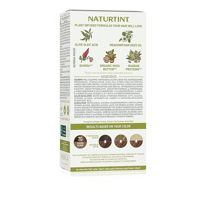 Naturtint 7G Golden Blonde Permanent Hair Color (Pack of 6), Ammonia Free, Vegan, Cruelty Free, up to 100% Gray Coverage, Long Lasting Results (Packaging may vary)