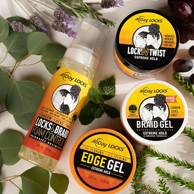 AllDay Locks Lock N Twist (15 oz) | Supreme Hold, No Frizz or Flaking | Hydrating, Nourishing Locking Gel | Grape & Avocado-Infused | Lock & Twist Braids, Locks, Twists, Cornrows | 15 oz