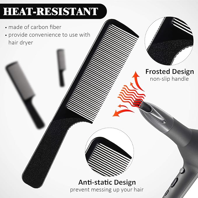 5 Pieces Hair Cutting Comb Barber Hair Styling Combs Fine Teeth Carbon Hairbrush Set Anti Static Heat Resistant Hairdressing Tapered Hairbrush for Men Women
