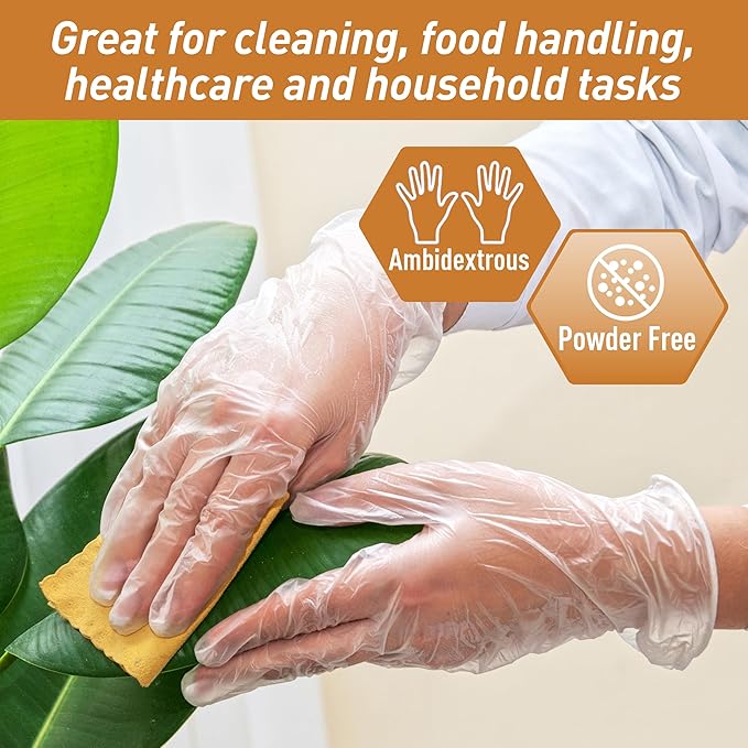 Med PRIDE Vinyl Gloves| Medium Box of 100| 4.3 mil Thick, Powder-Free, Non-Sterile, Heavy Duty Disposable Gloves| Professional Grade for Healthcare, Medical, Food Handling, and More