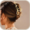 Gold Hair Clips for Women Flower and Double Row Small Claw Clips for Thin/Medium Fine Hair - Nonslip Jaw Clips