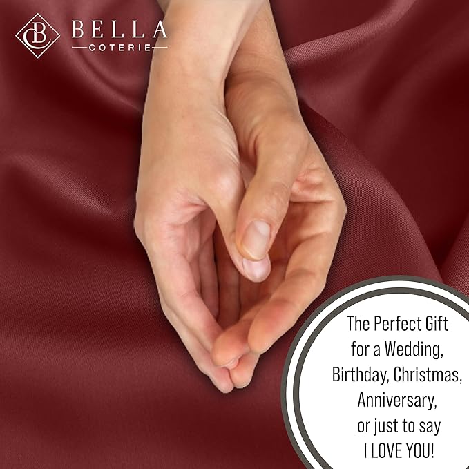 Bella Coterie | Luxury King Size Pillowcase Set | 100% Organically Grown Bamboo Viscose | Ultra Soft | Cooling | 2 Pcs [Merlot]