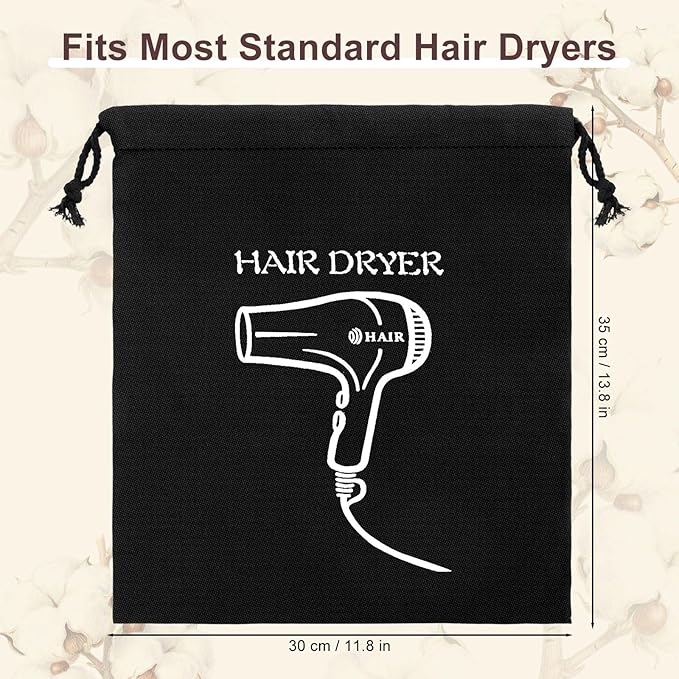 Hair Dryer Bags Bulk, Hairdryers Storage Drawstring Pouch, Blow Dryer Case Container Hairdryer and Styling Tools Accessories Bags for Hotel Home Travel Bathroom 11.8 x 13.7 inch (32 PCS Black)