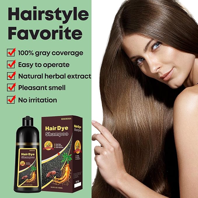 Natural Wine Red Hair Dye Shampoo for Gray Hair, 3-IN-1 Burgundy Hair Dye Shampoo, Red Hair Dye for Men Women Colors in Minutes, Easy to Use, Instant Hair Dye for All Hair Types（Wine red