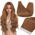 Full Shine Tape in Hair Extensions Human Hair Color 330 Auburn Hair Extensions Tape Ins 22 Inch Straight Natural Remy Extensions 50g Human Hair Tape in Extensions 20PCS for Party