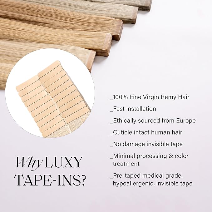 Luxy Tape-In Hair Extension Collection 20", 50g, Golden Blonde, 20 pieces